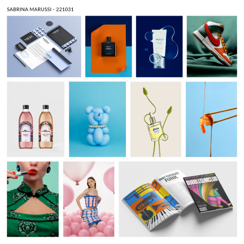 Flat lay of beauty and lifestyle products on a blue background, including makeup, skincare and fragrance samples.