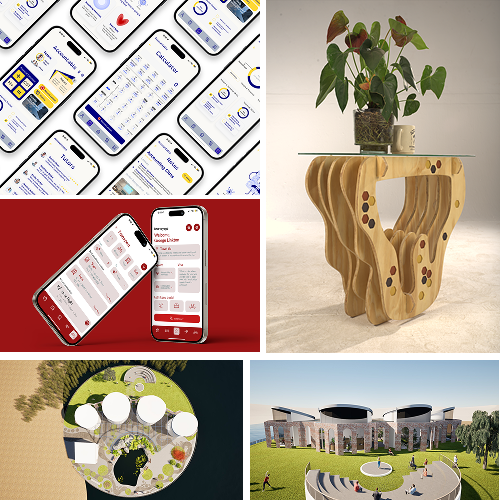 Collage of smartphone screens displaying various app interfaces.