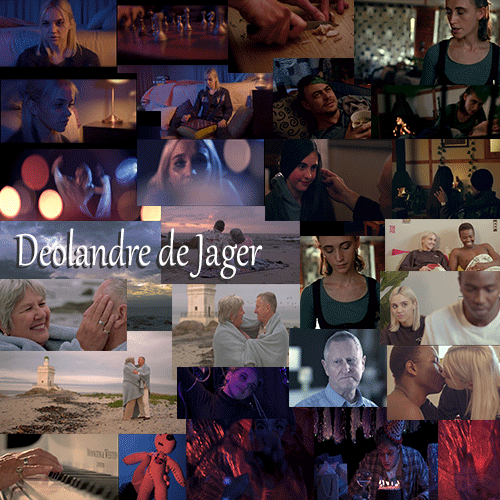 Collage of stills from a TV drama or film featuring multiple characters in various emotional moments, with the title 'Deolandre de Jager' across the center-left.
