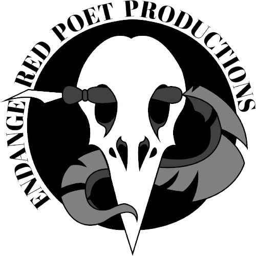 Logo for Engaged Poet Productions: a white ram skull inside a black circle, with the name curved around the edge.