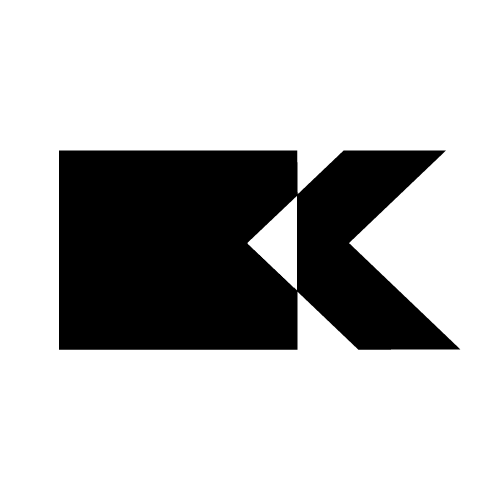 Bold black logo with a solid square on the left and a stylized angular K on the right.